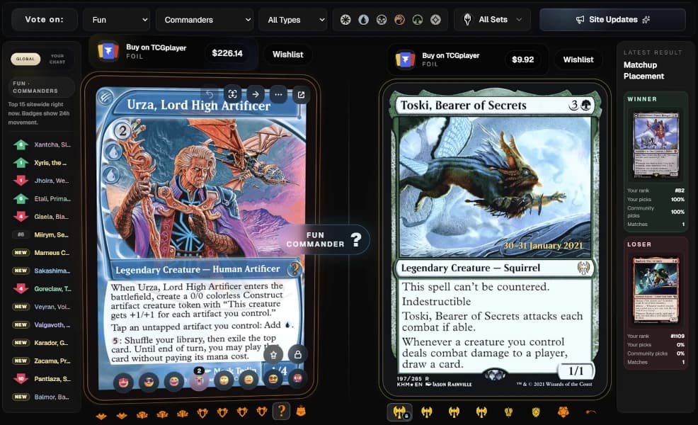 CardChart vote arena screenshot